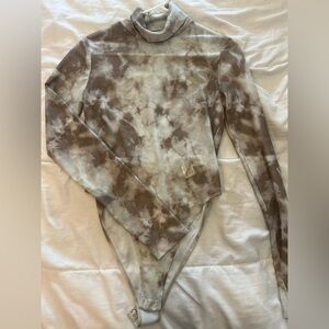 Forever 21 Tie-Dye Bodysuit - Brown and Cream